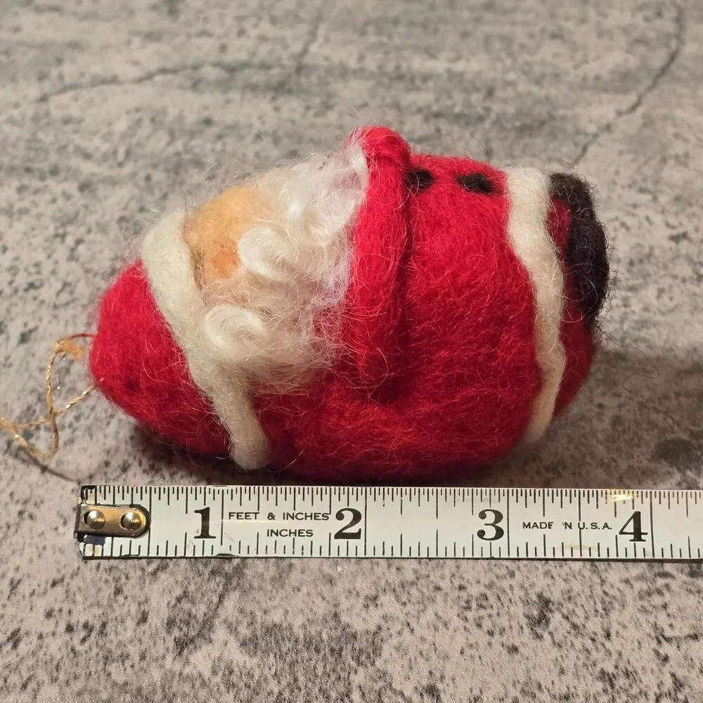 Needle Felt Wool Christmas Ornament Santa Claus Handmade Primitive Folk Art